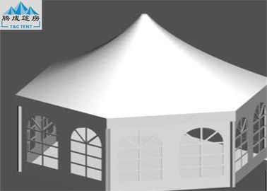 वाणिज्यिक संलग्न मल्टीसाइड कैनोपी पार्टी तम्बू 850 ग्रा / एसकेएम व्हाइट फैब्रिक टॉप कवर के साथ