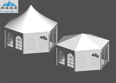 वाणिज्यिक संलग्न मल्टीसाइड कैनोपी पार्टी तम्बू 850 ग्रा / एसकेएम व्हाइट फैब्रिक टॉप कवर के साथ